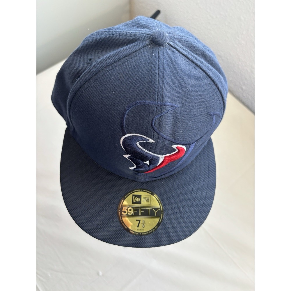 New Era Houston Texans NFL 59FIFTY Fitted Hat 7 5/8 Navy Blue 100% Wool Cap - Picture 5 of 10
